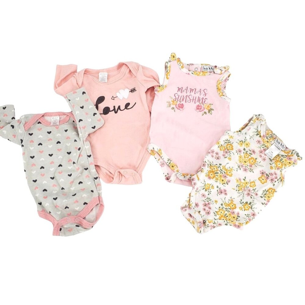 Nicole Miller 3-6M Modern Baby Girl's Pink Onesie Bodysuit Floral Mamas Sunshine